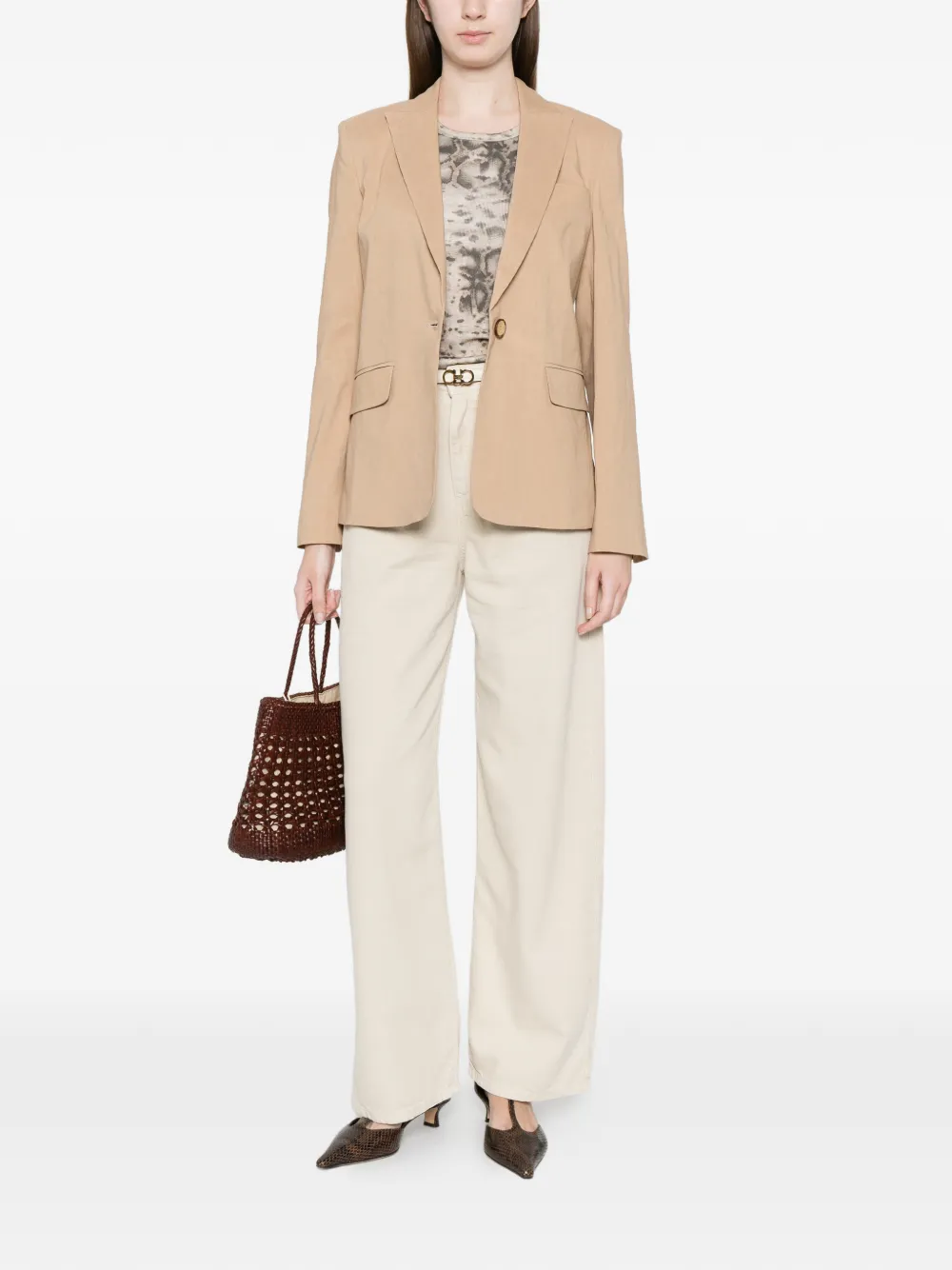  Pinko Button Flax Blazer - Neutrals 