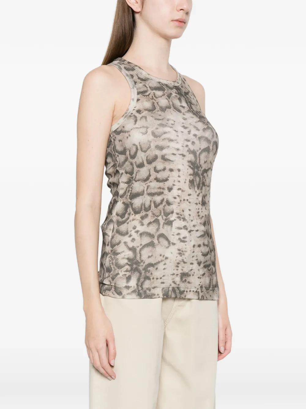 PINKO Tanktop met slangenprint Beige