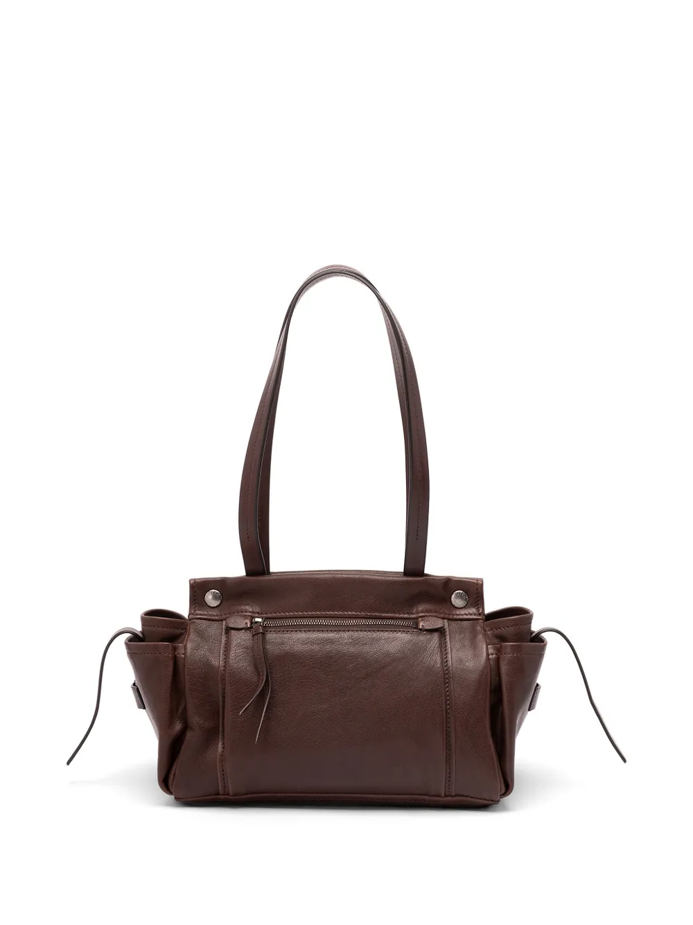  Prada Buckle Leather Shoulder Bag - Brown 