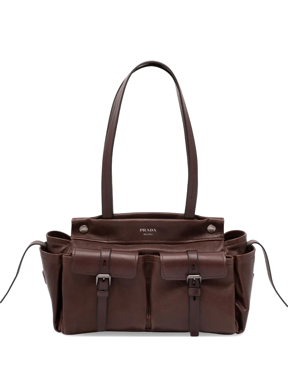 Prada buckle leather shoulder bag - Marrone
