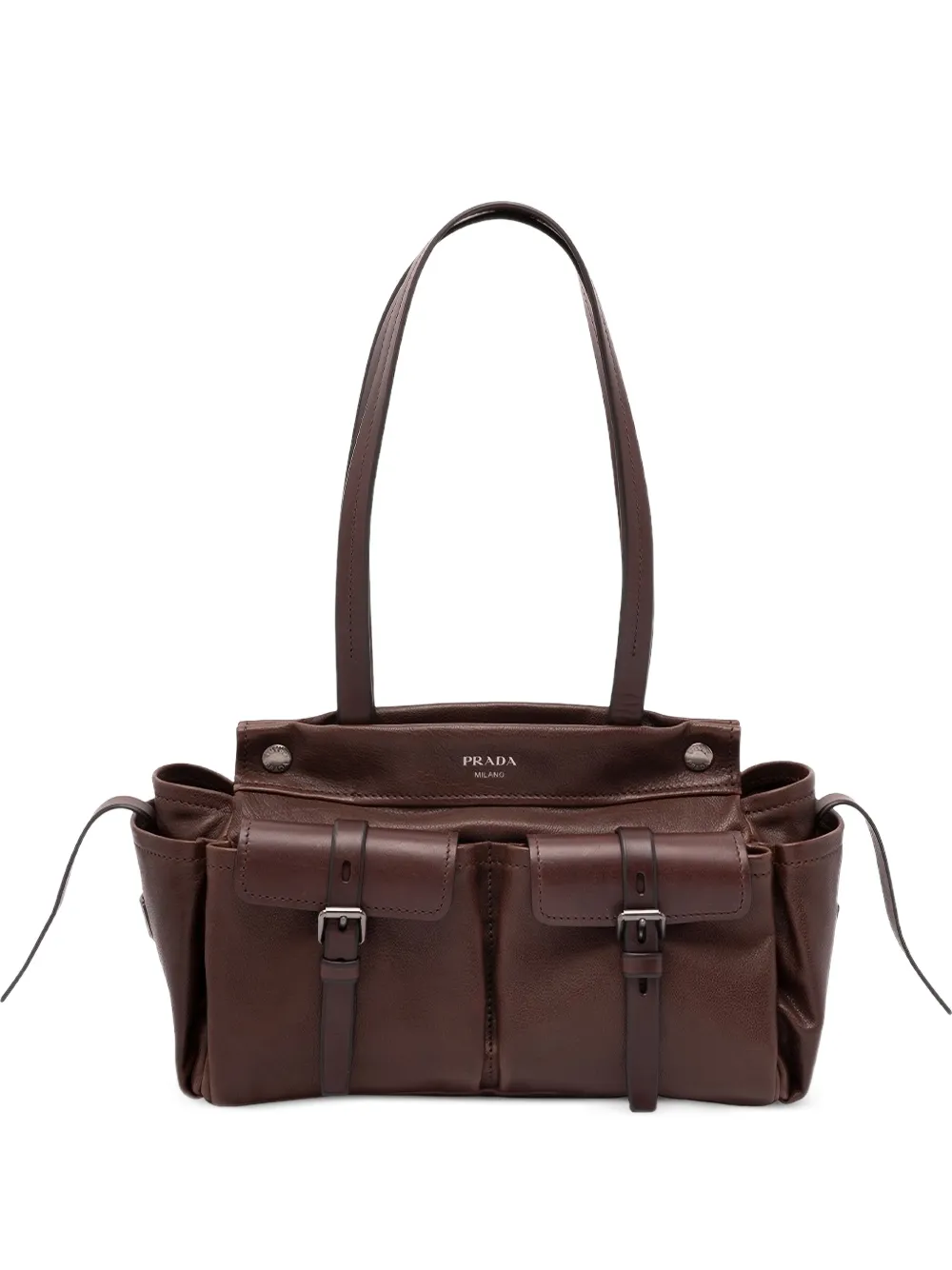Prada buckle leather shoulder bag - Marrone