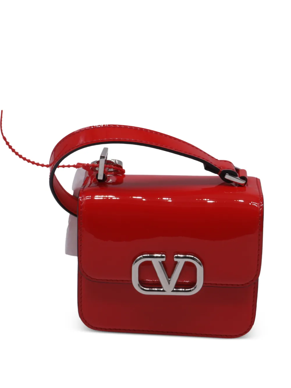 Valentino Garavani Pre-Owned micro V-sling patent-leather cross body bag - Rosso