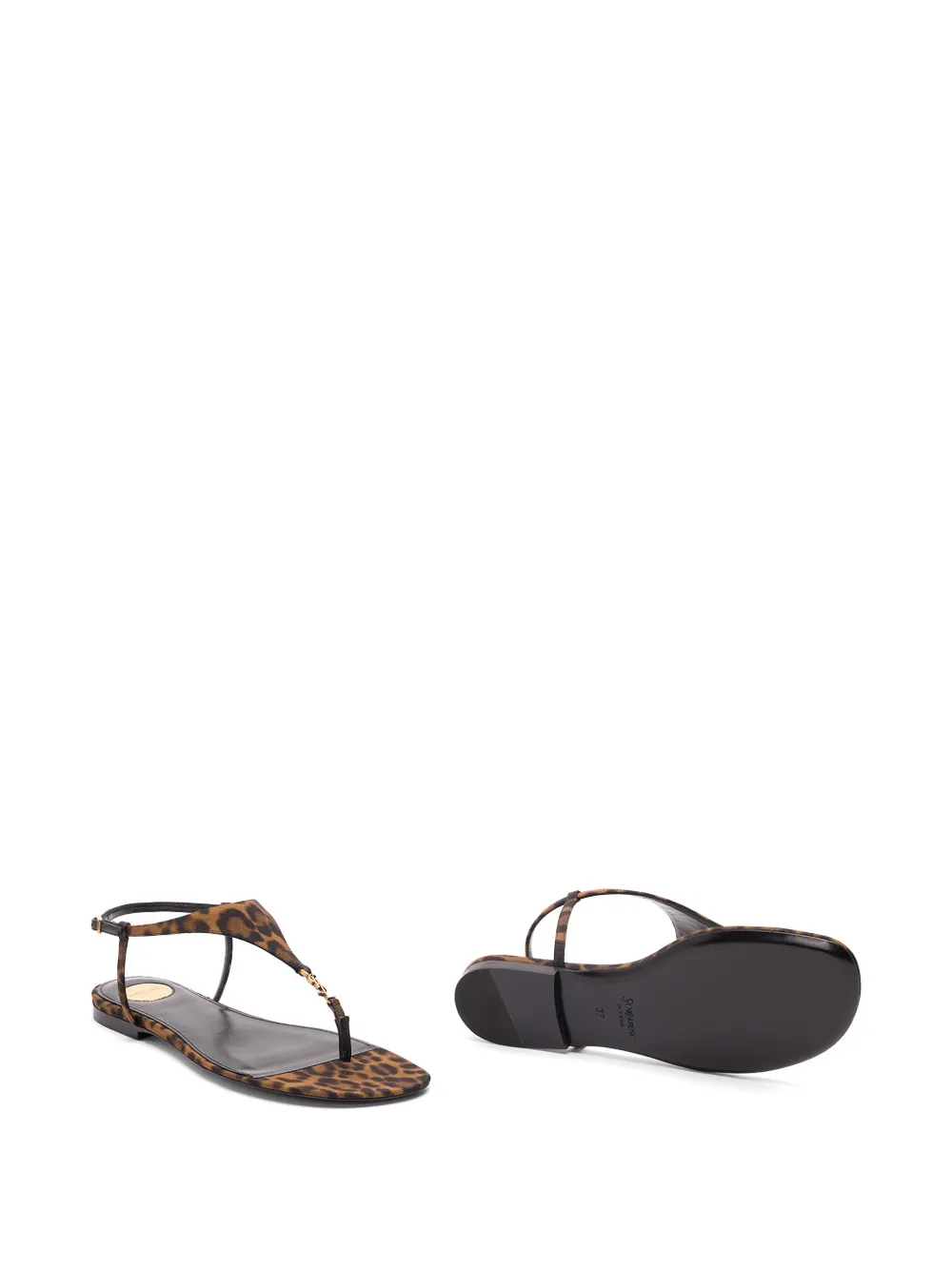 Saint Laurent Cassandra sandalen met logo Bruin