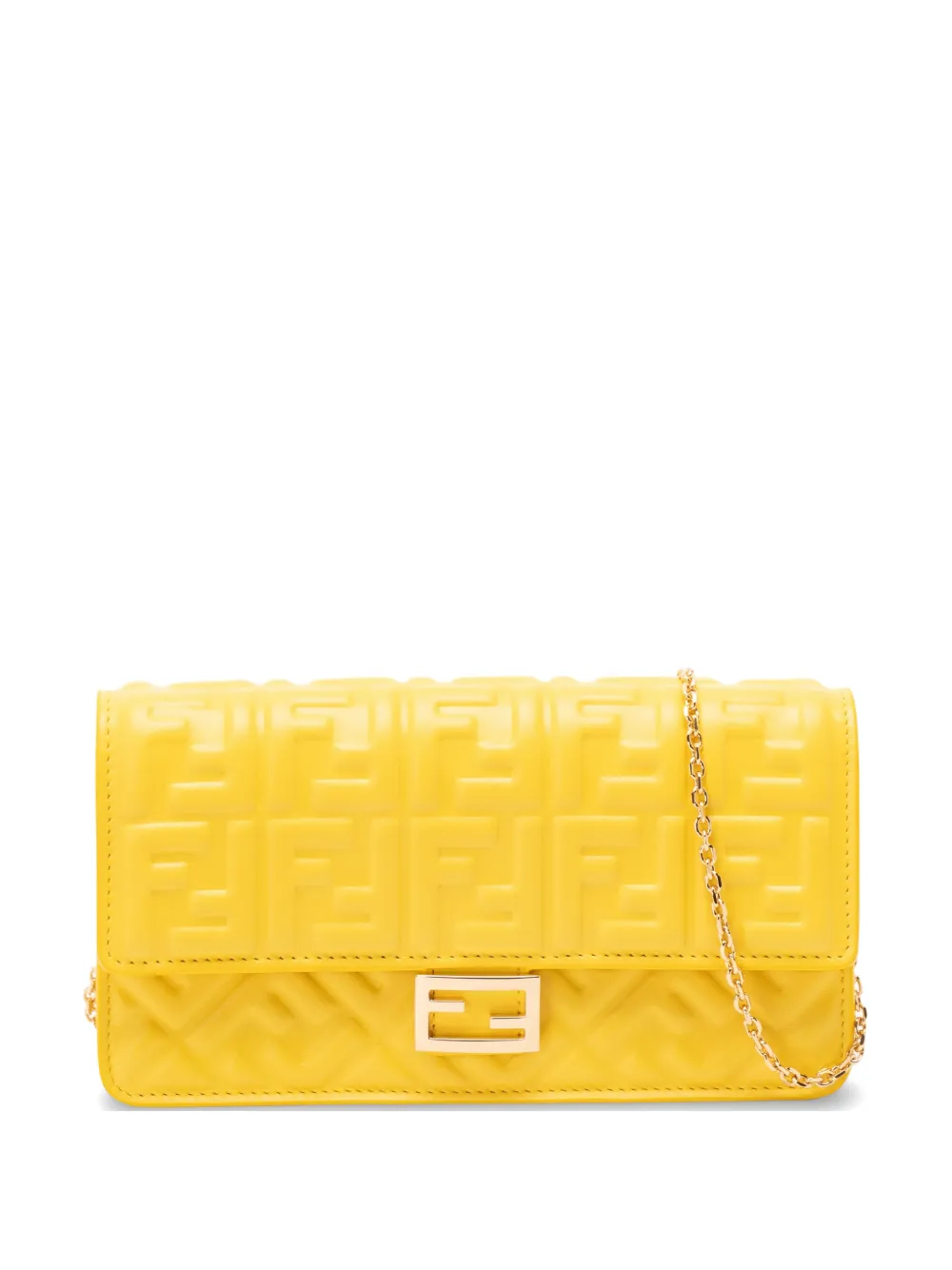 FENDI embossed chain shoulder bag - Giallo