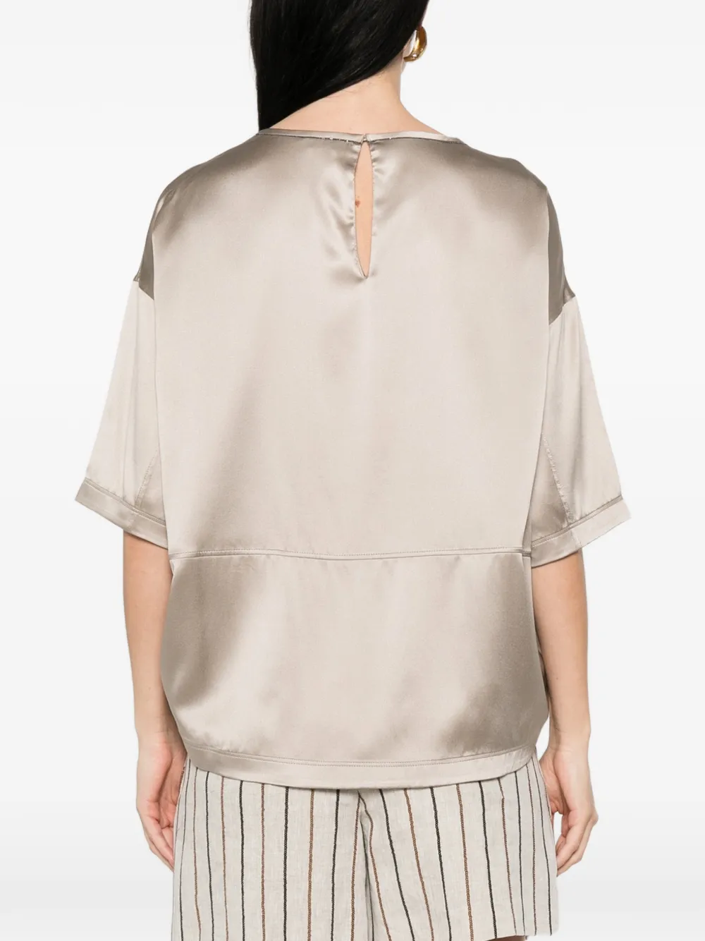 Brunello Cucinelli Zijden top met korte mouwen Beige
