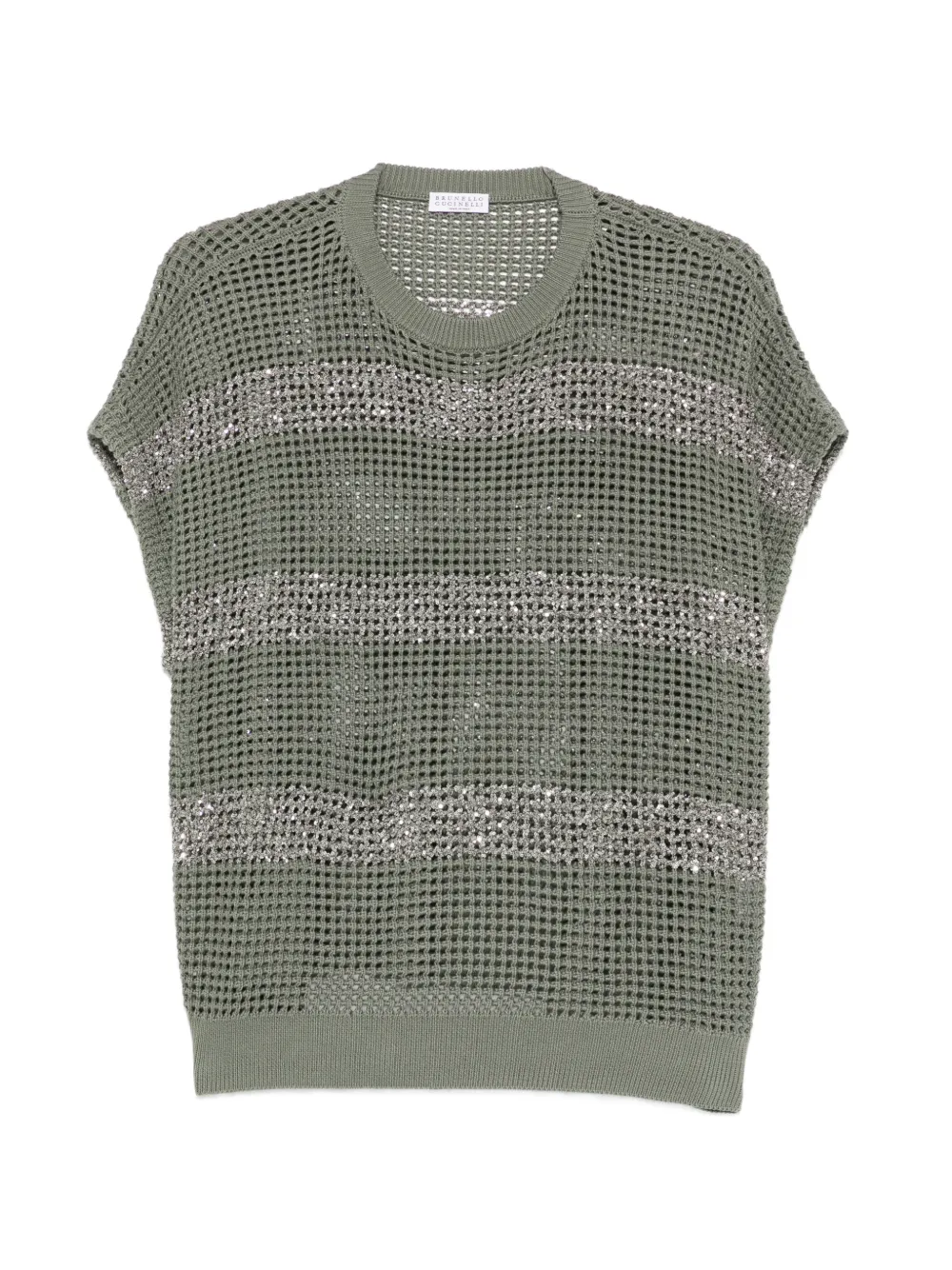 Brunello Cucinelli striped open knit top - Green