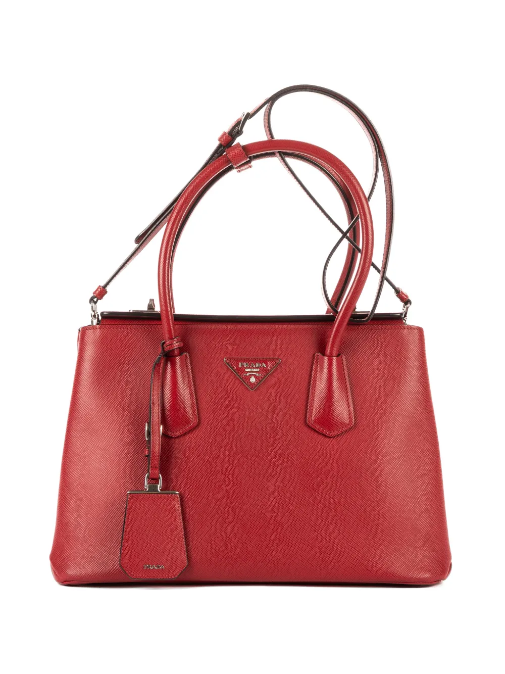 Prada Pre-Owned saffiano-leather logo-detail tote bag - Rosso