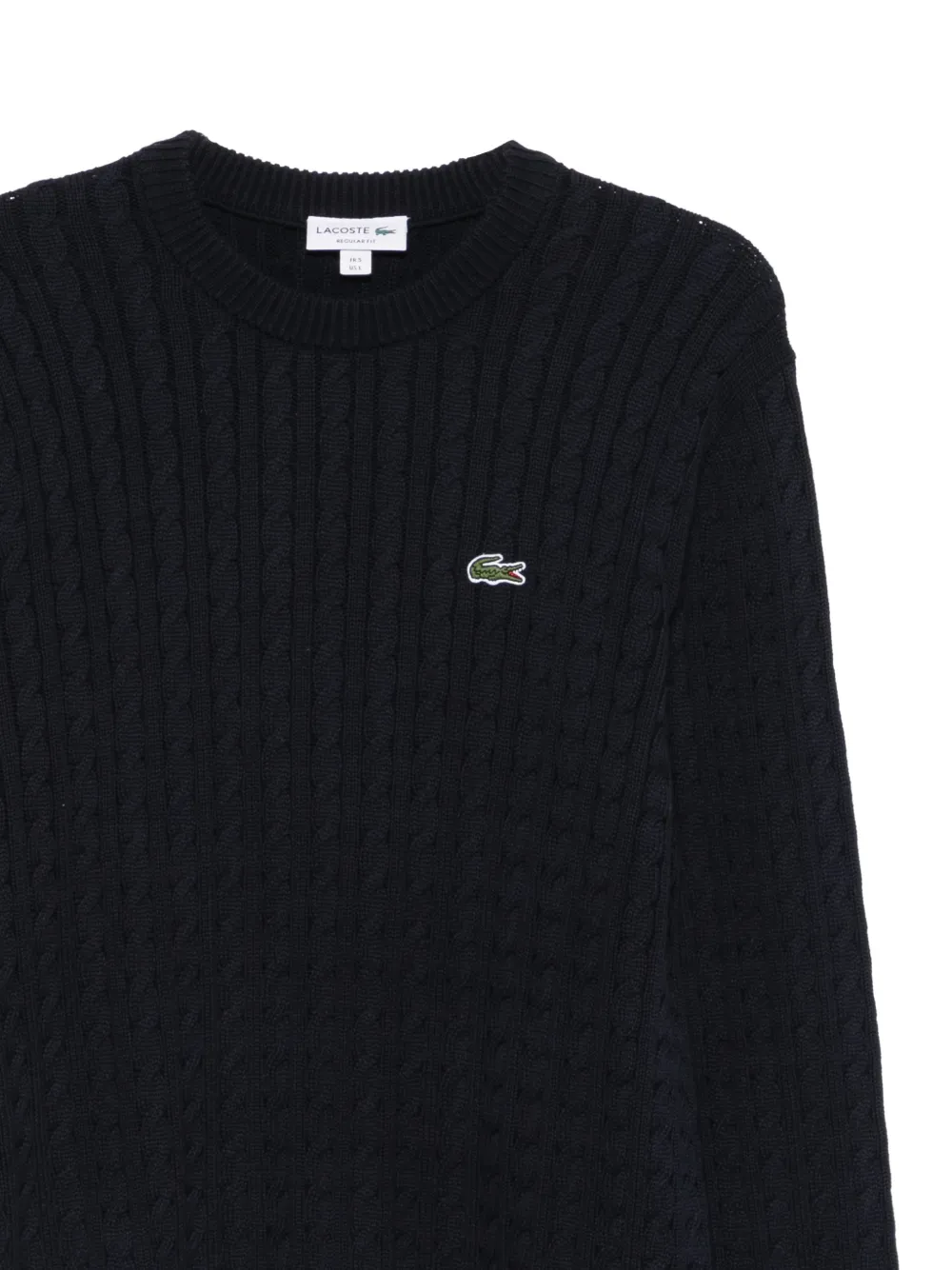 Lacoste Kabelgebreide trui met logopatch Blauw