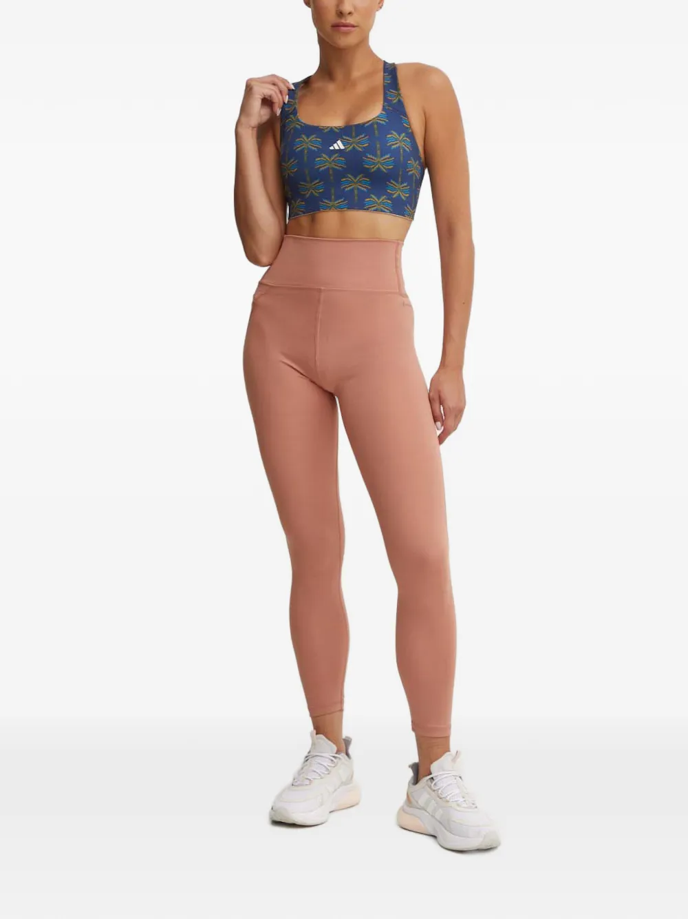 adidas x Farm Rio racerback sport-bh met palmboomprint Blauw