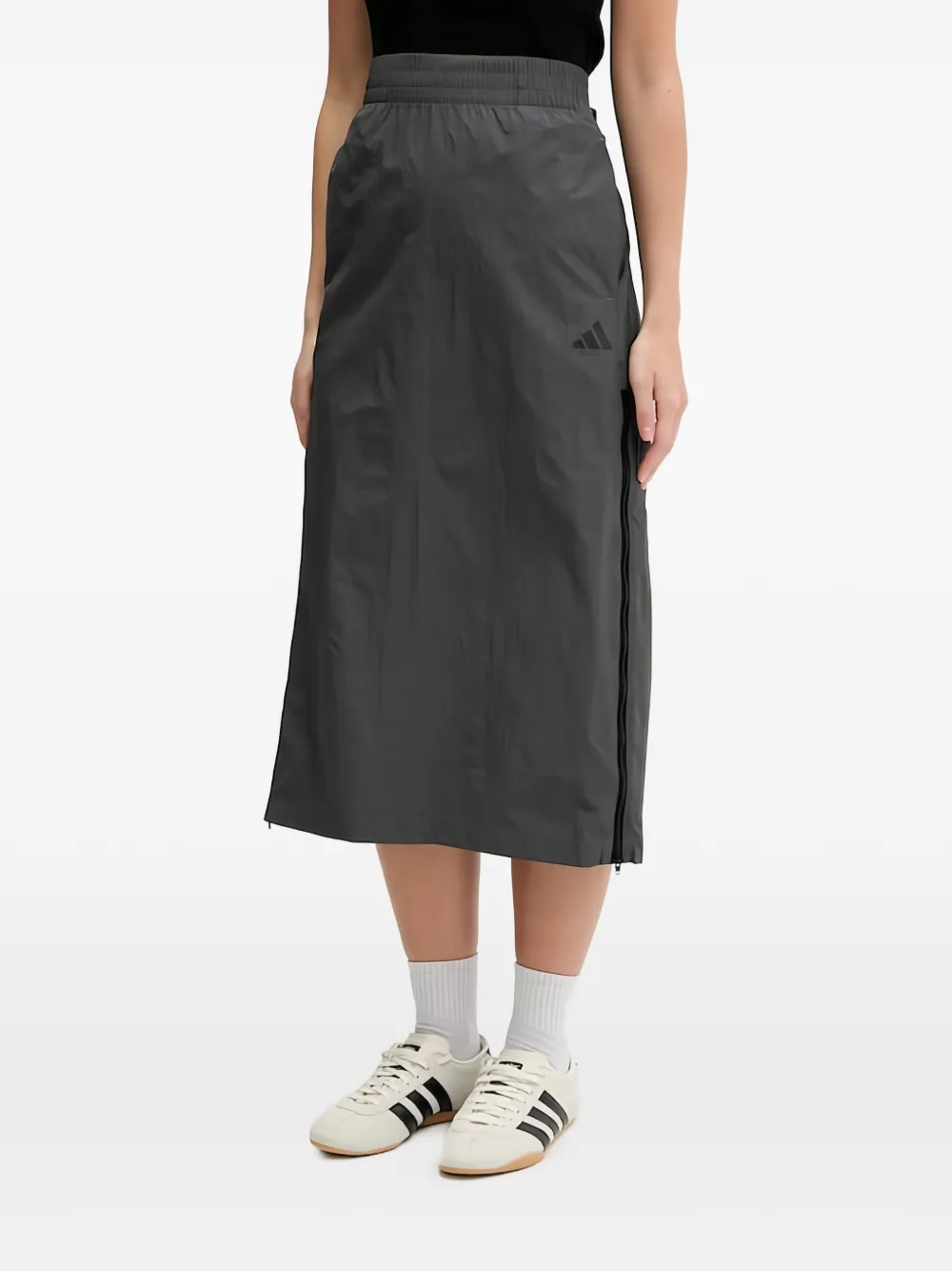 adidas logo-embroidery midi skirt - Grigio
