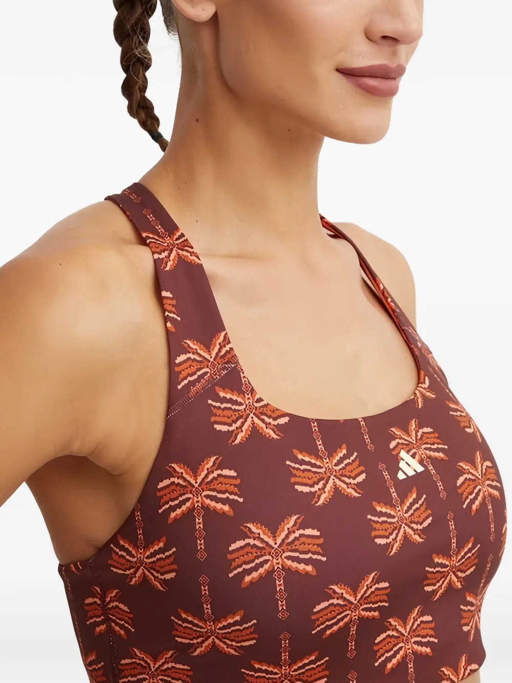 adidas x Farm Rio sport-bh met palmprint Bruin