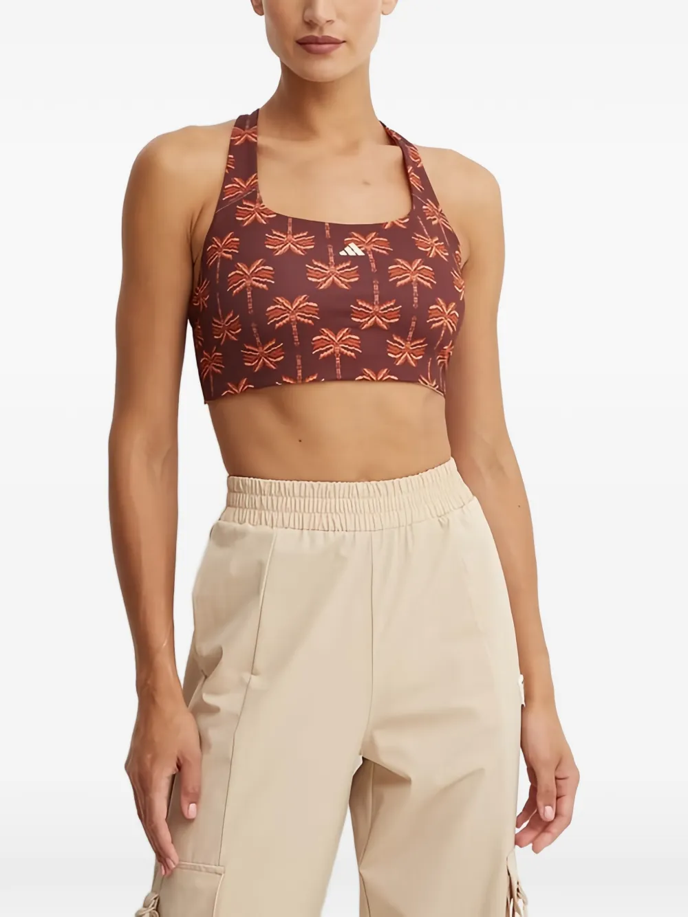adidas x Farm Rio palm-print sports bra - Braun