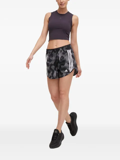 adidas Own the Run 3-Stripes allover print shorts