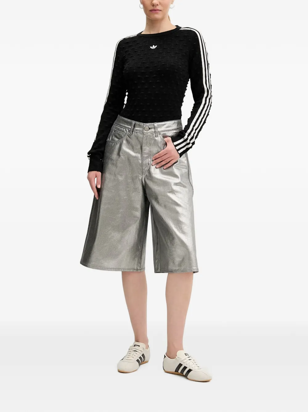 adidas Firebird metallic shorts Zilver