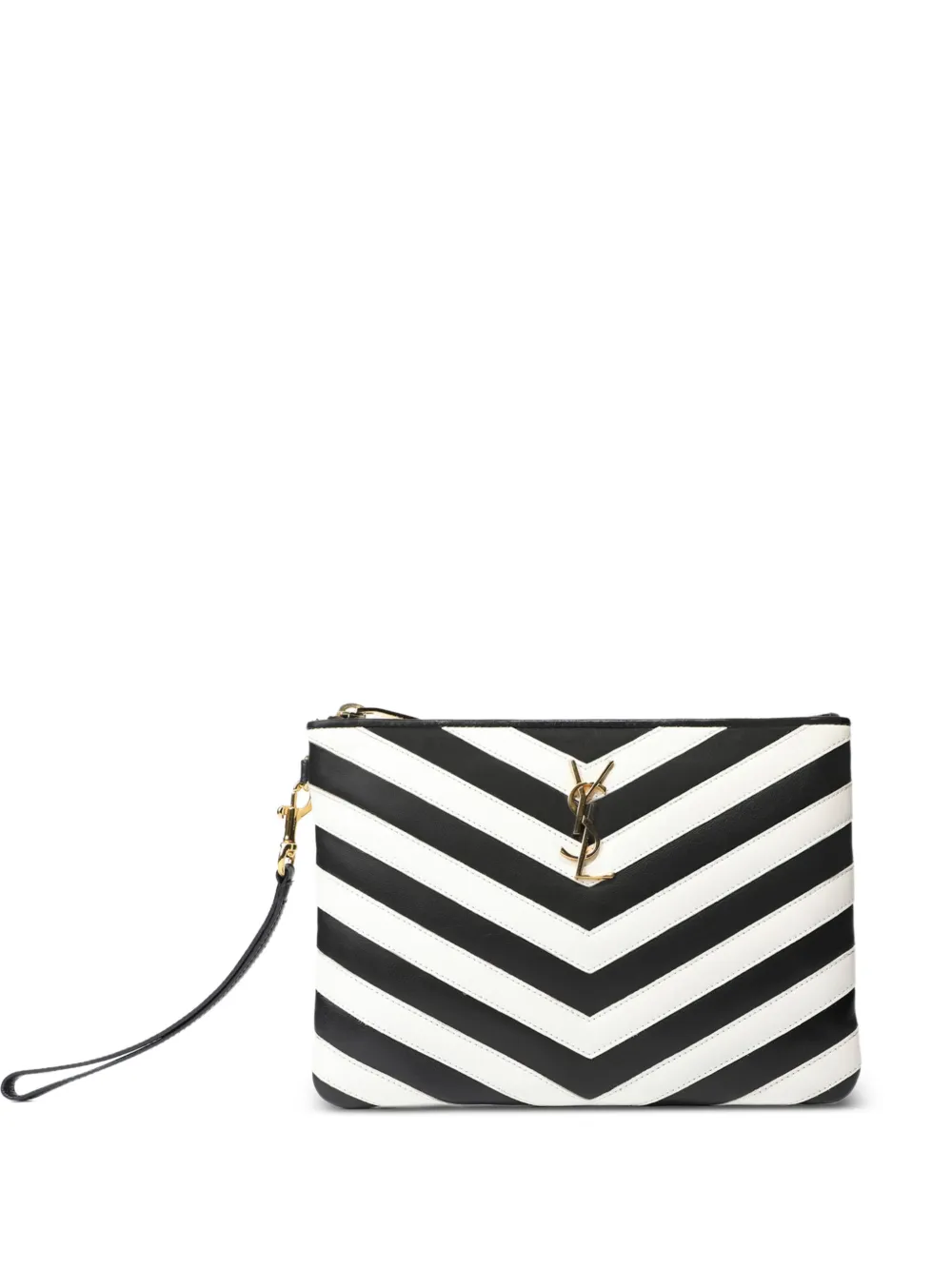 Saint Laurent Pre-Owned Cassandre chevron-print pouch - Nero