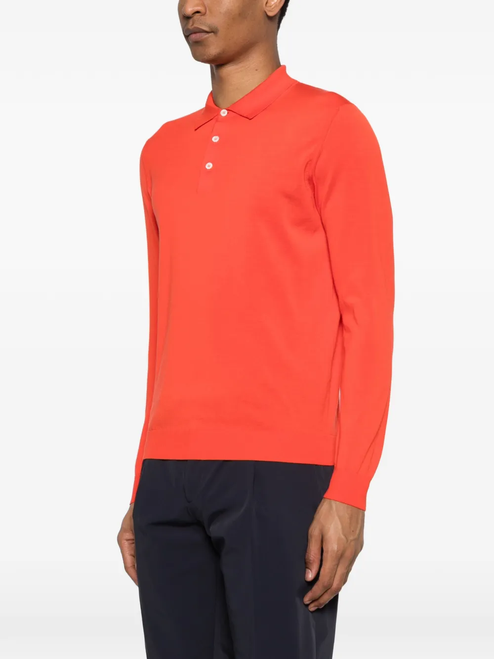 Buttoned Long-Sleeve Polo Shirt