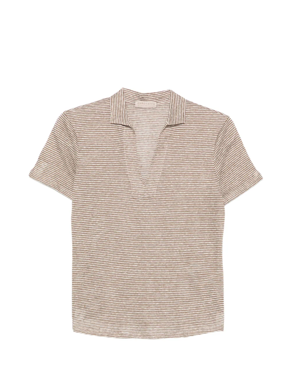 Purotatto striped V-neck T-shirt - Nude