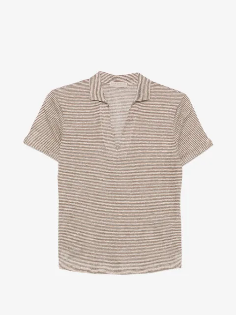 Purotatto playera con cuello en V y estampado de rayas