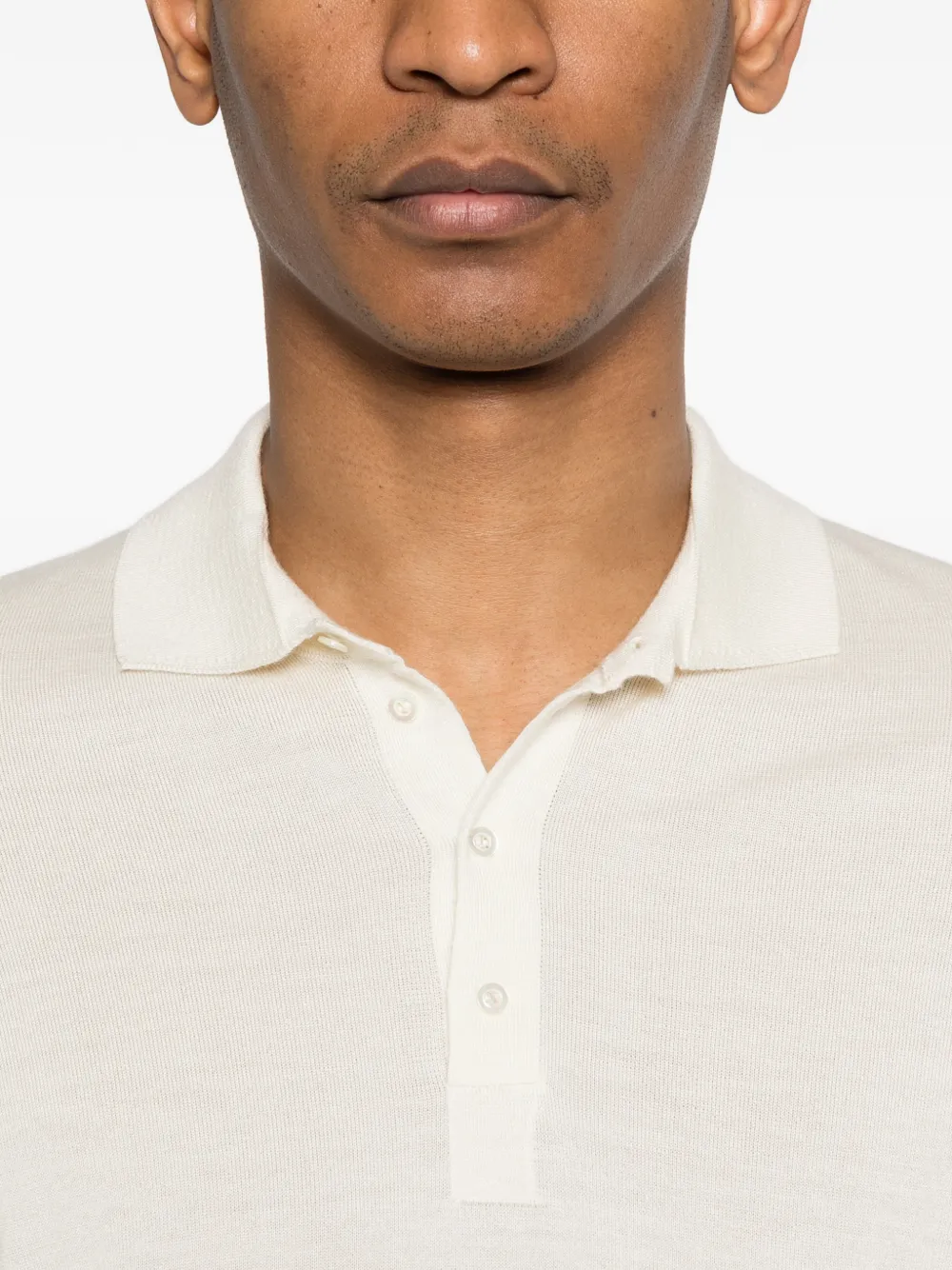 Drumohr Poloshirt met lange mouwen Beige