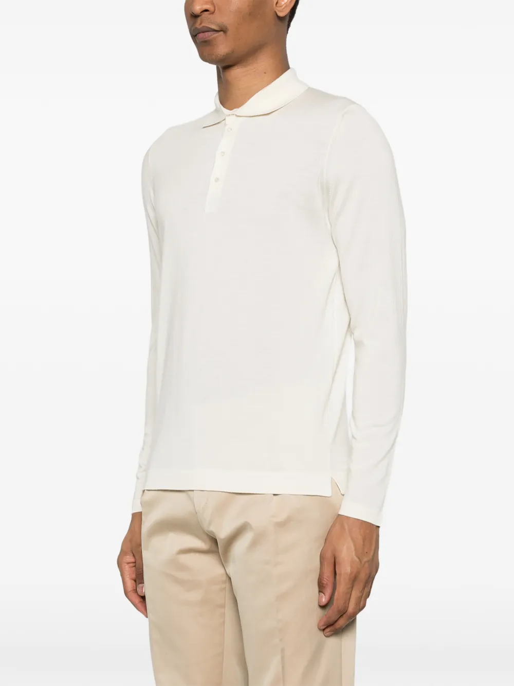 Drumohr Poloshirt met lange mouwen Beige