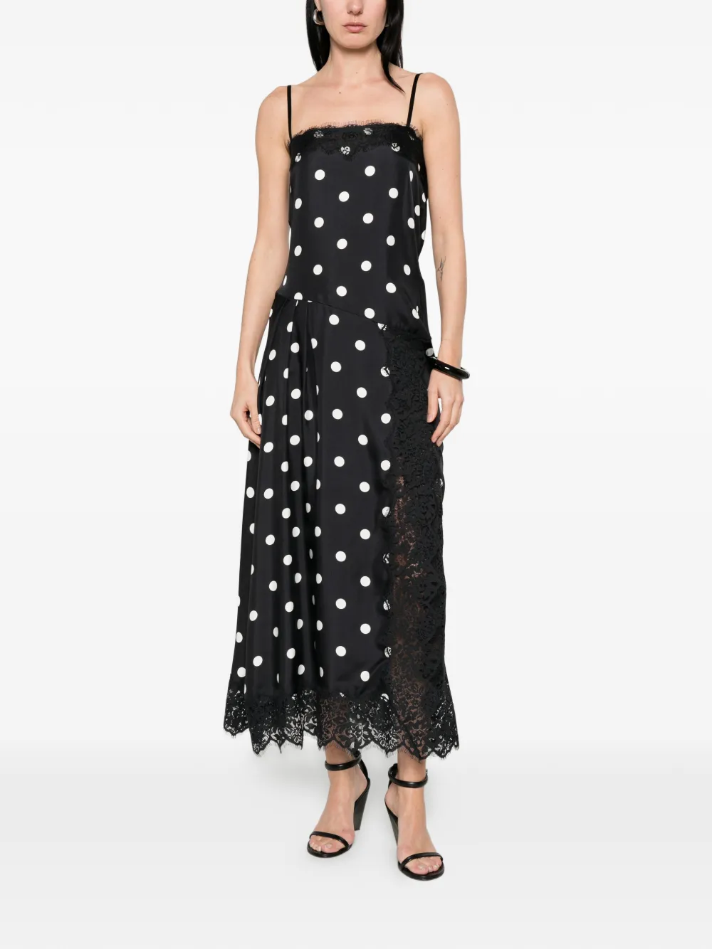 Sportmax Polka-dot Maxi Dress in Black, view 2