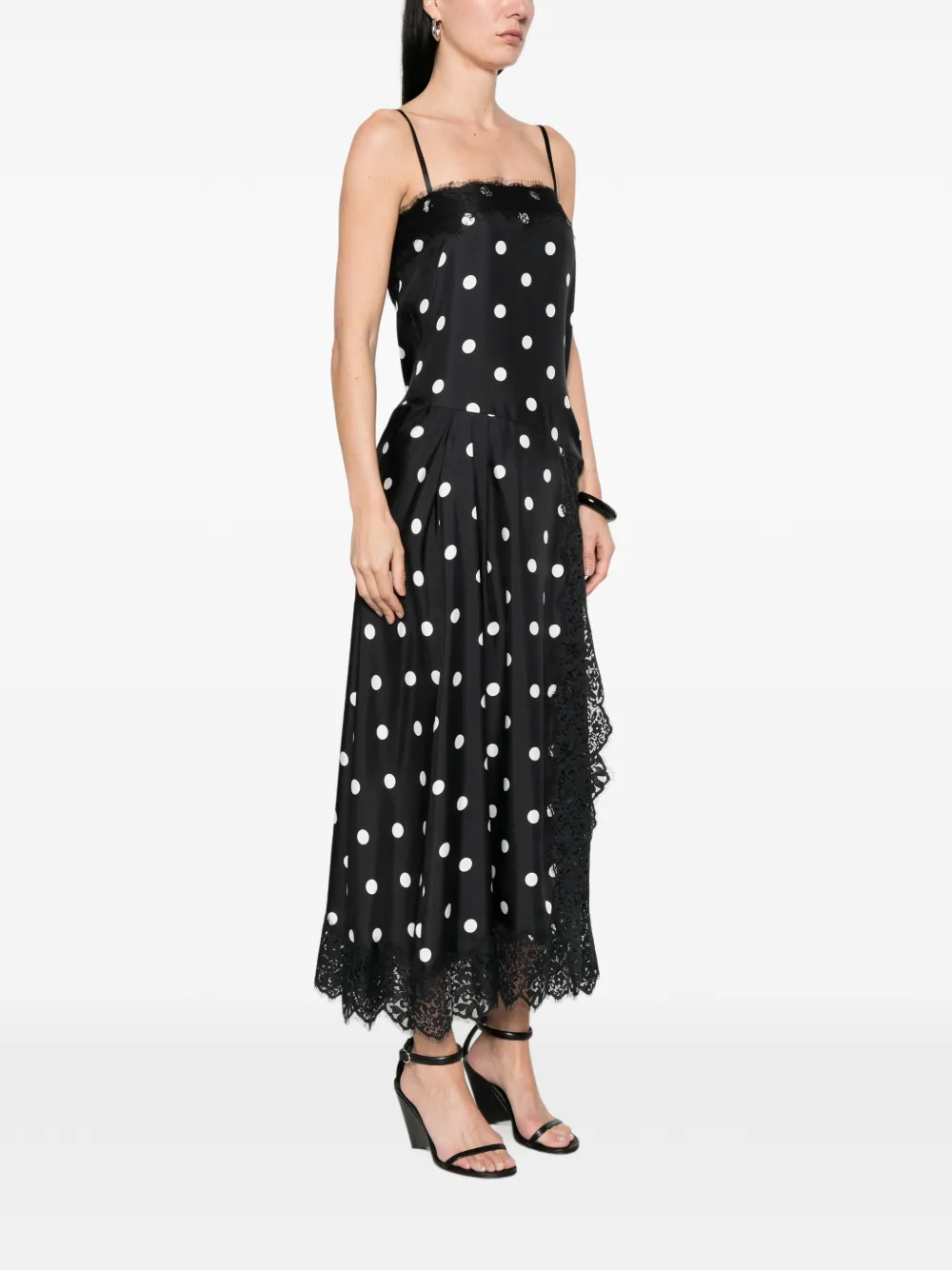 Sportmax Polka-dot Maxi Dress in Black, view 3
