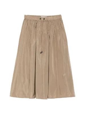 Miu Miu Pleated Suede Skirt | Brown | FARFETCH