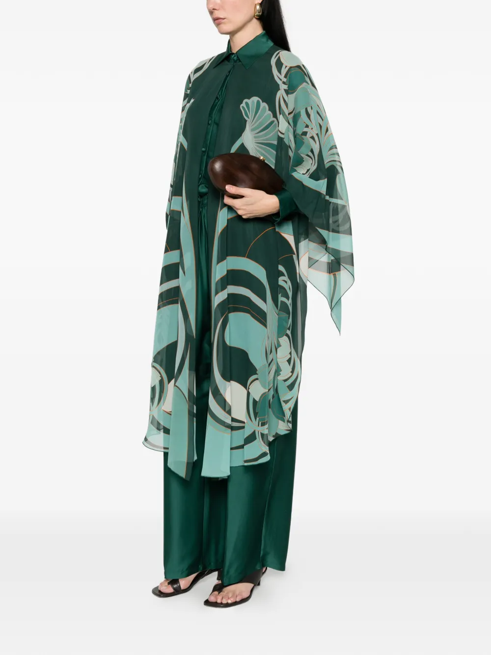  La Doublej Floral Sheer Beach Cover-up - Green 