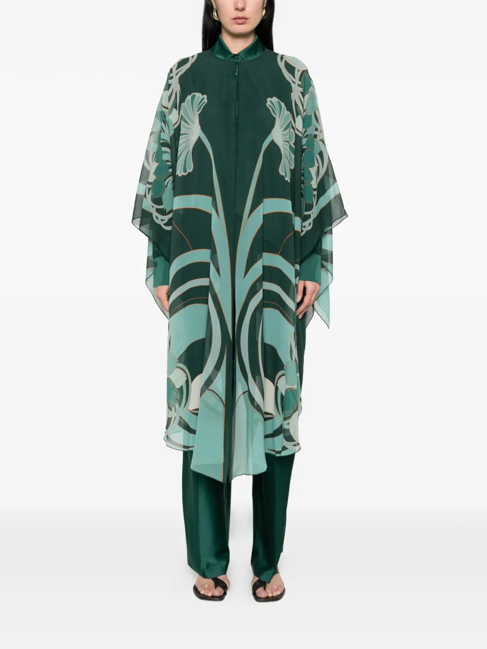  La Doublej Floral Sheer Beach Cover-up - Green 