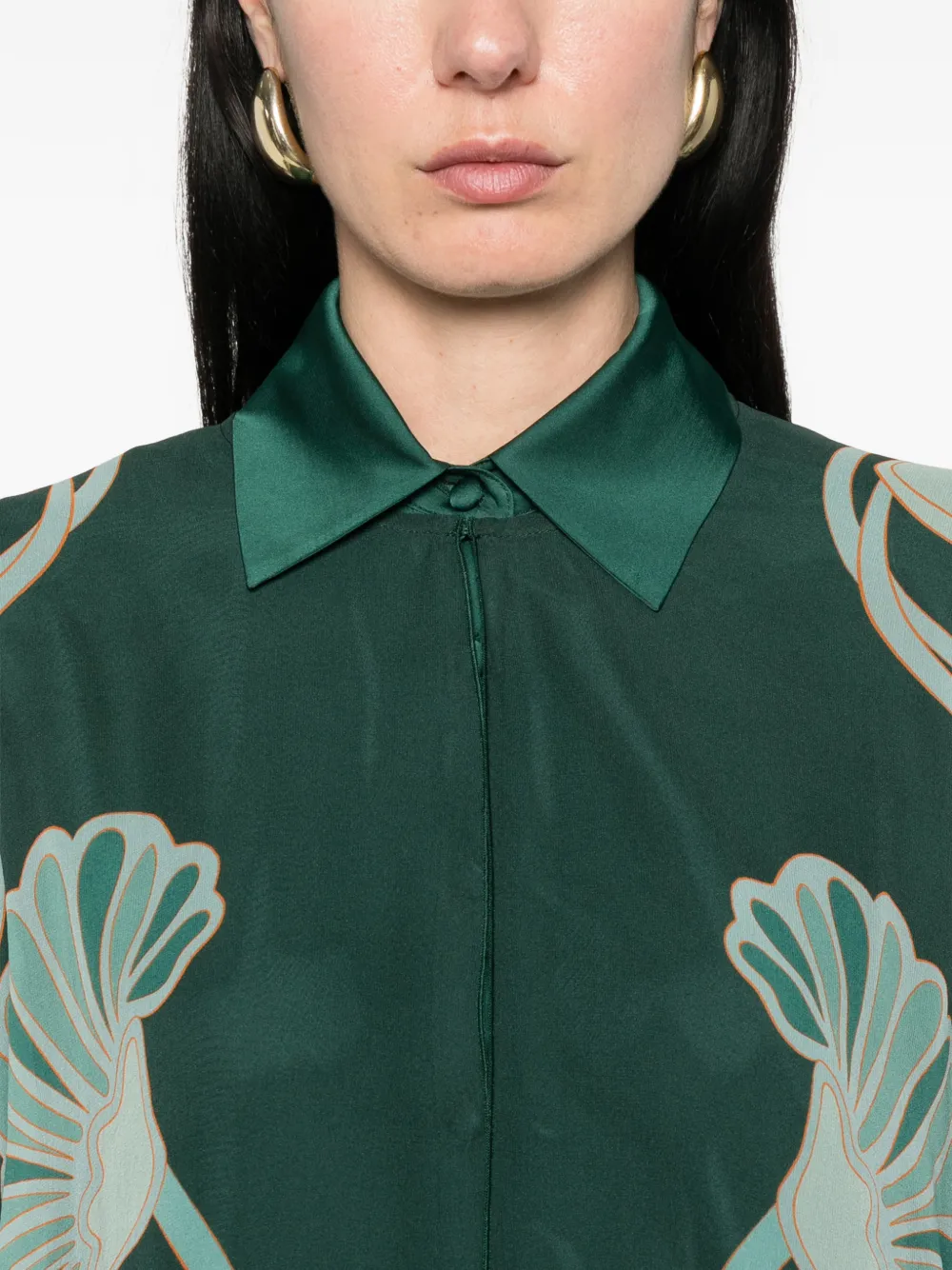 La DoubleJ Maria zijden jurk met print Groen