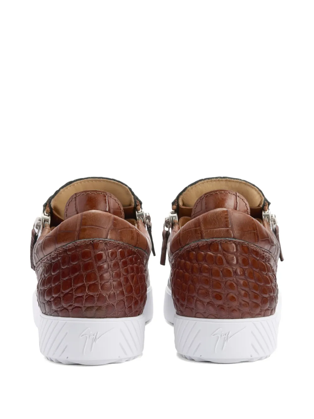 Giuseppe Zanotti Frankie crocodile print zip leather sneakers Bruin