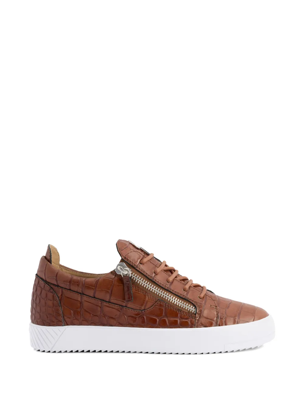 Giuseppe Zanotti Frankie crocodile print zip leather sneakers Bruin