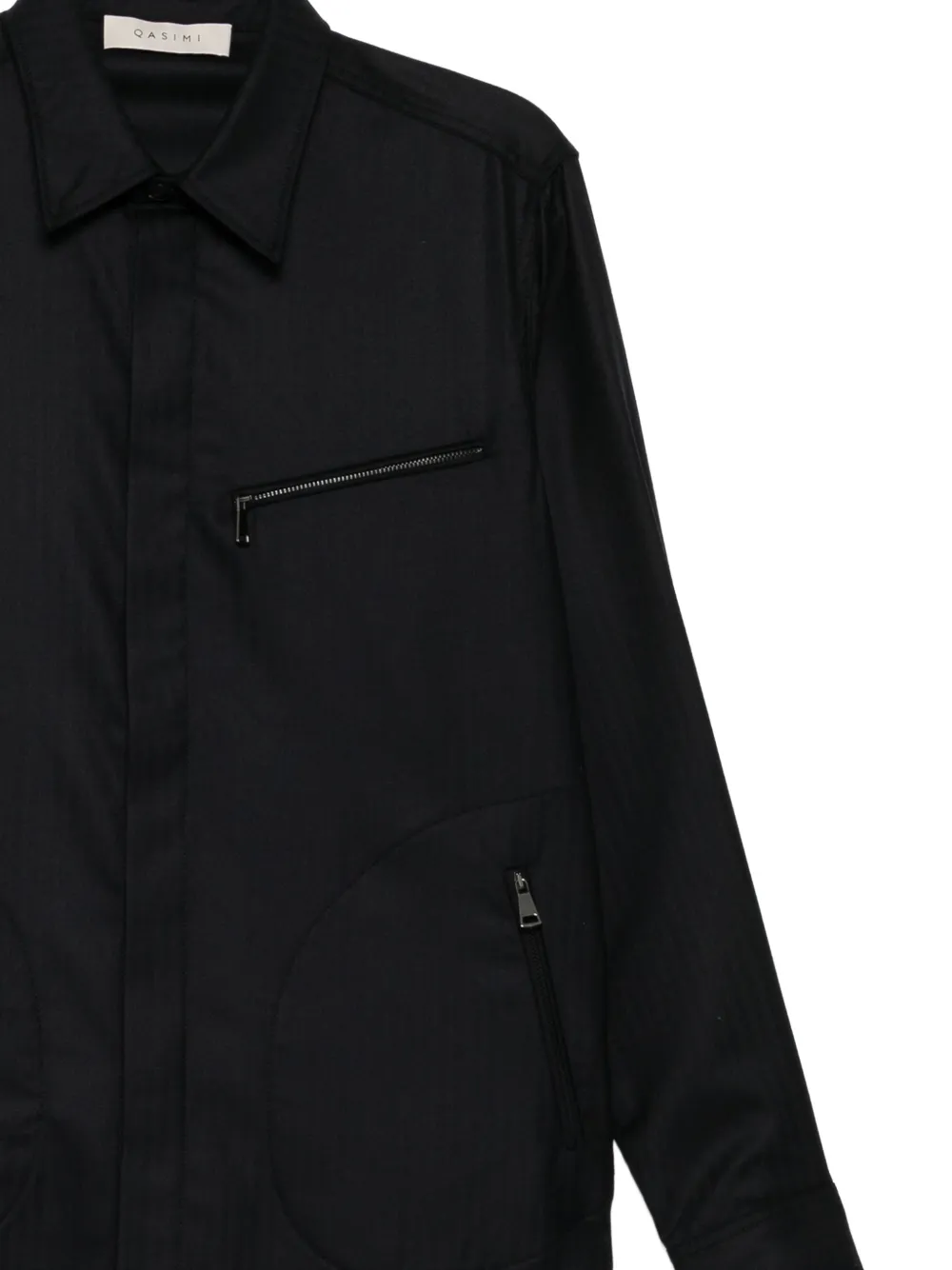  Qasimi Wool Zip Shirt - Black 