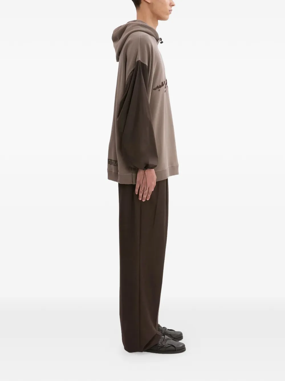  Qasimi Sleeve Hooded Sweatshirt - Brown 