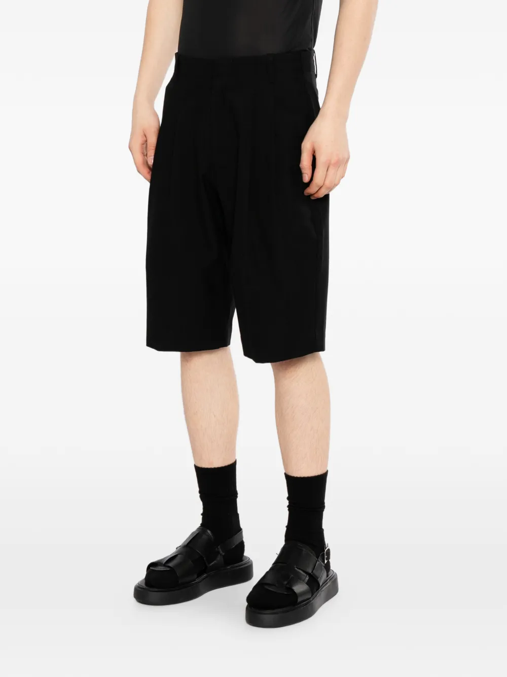  Qasimi Pleated Tailored Shorts - Black 