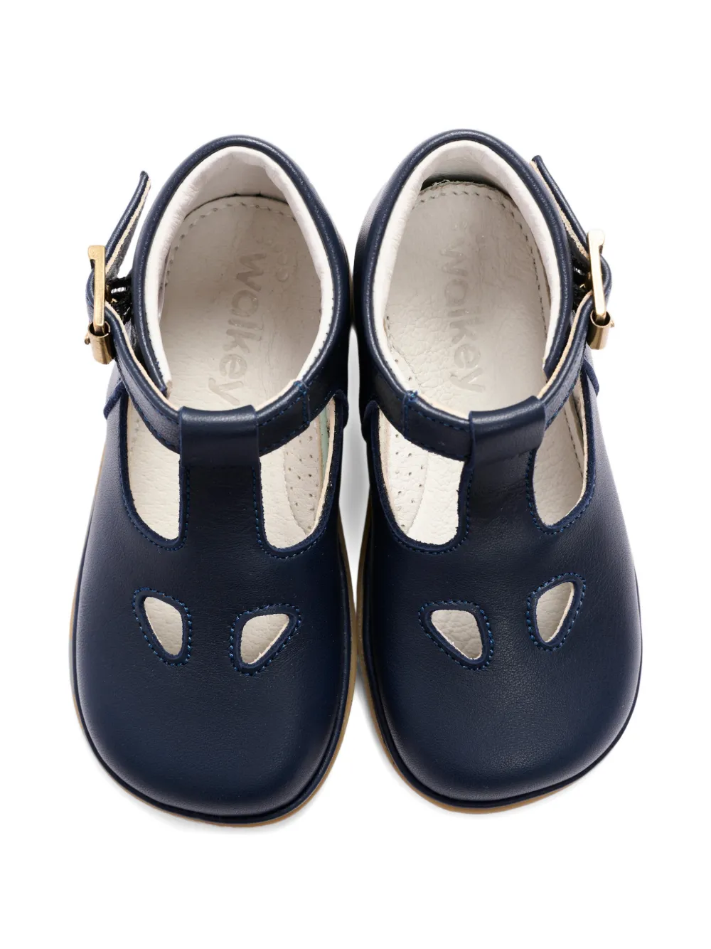  Walkey Buckle Cutout Leather Sandals - Blue 