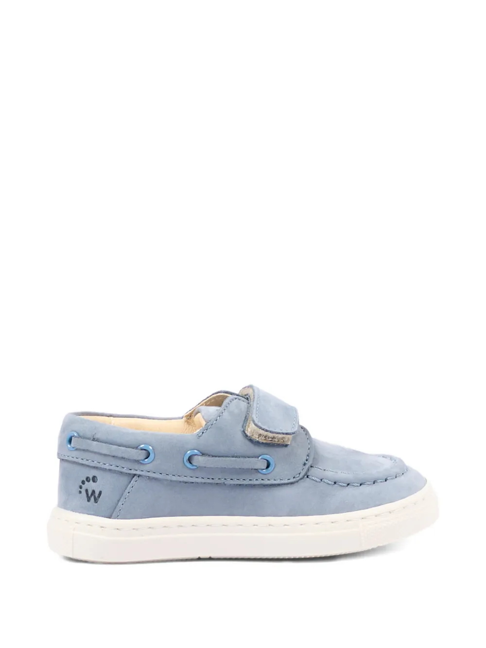 Walkey Leren mocassins met klittenband Blauw