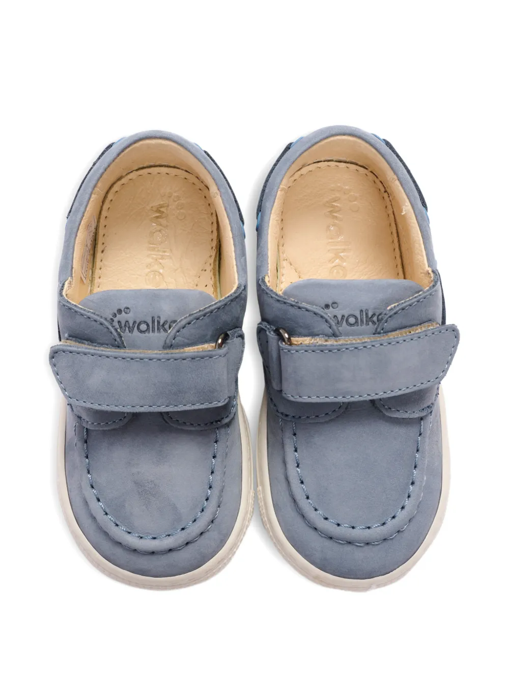 Walkey Leren mocassins met klittenband Blauw