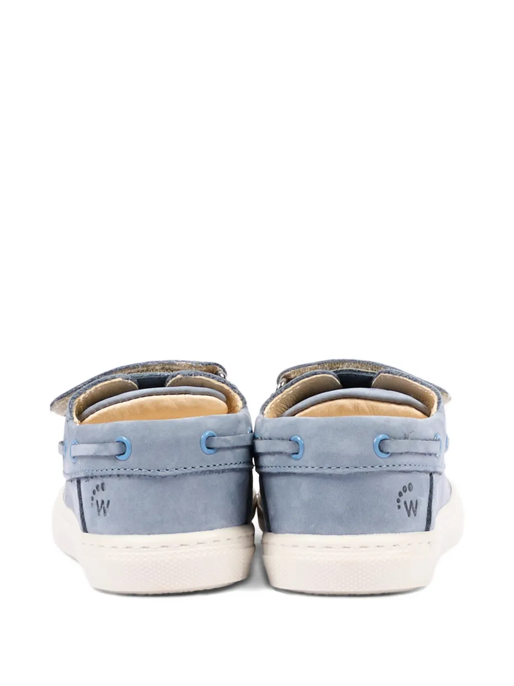 Walkey Leren mocassins met klittenband Blauw