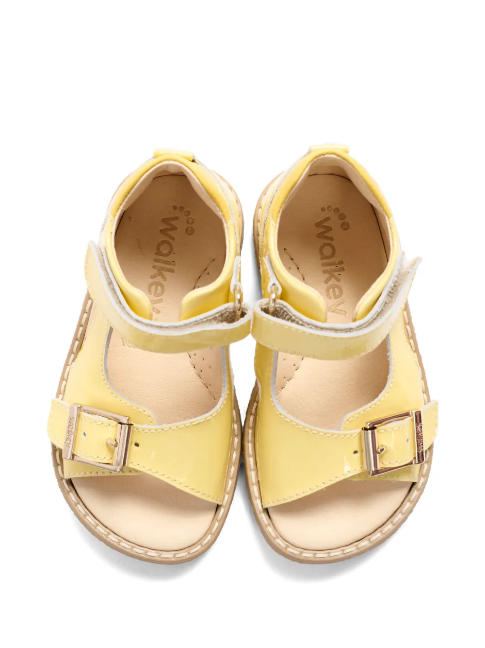 Walkey Leren sandalen met gesp Geel