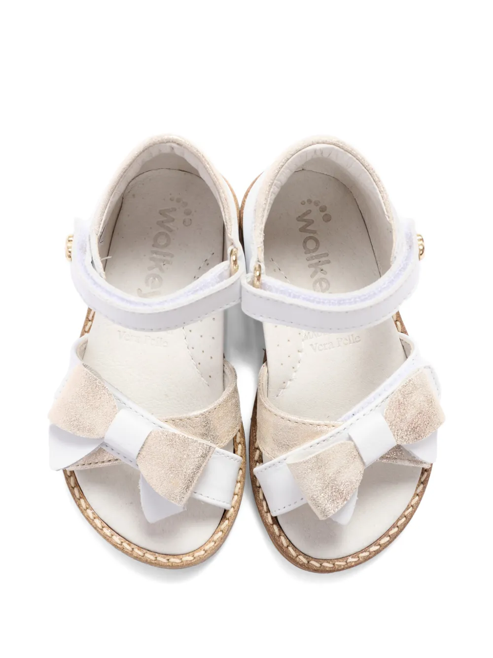 Walkey Leren sandalen met strik Wit