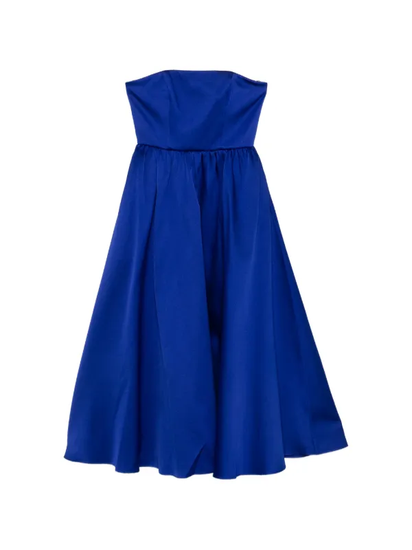 blue roland mouret dress Roland Mouret peplum-waist square-neck Midi Dress | Blue