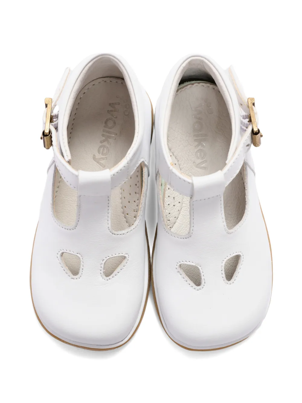 Walkey Leren schoenen met uitgesneden details en gespen Wit