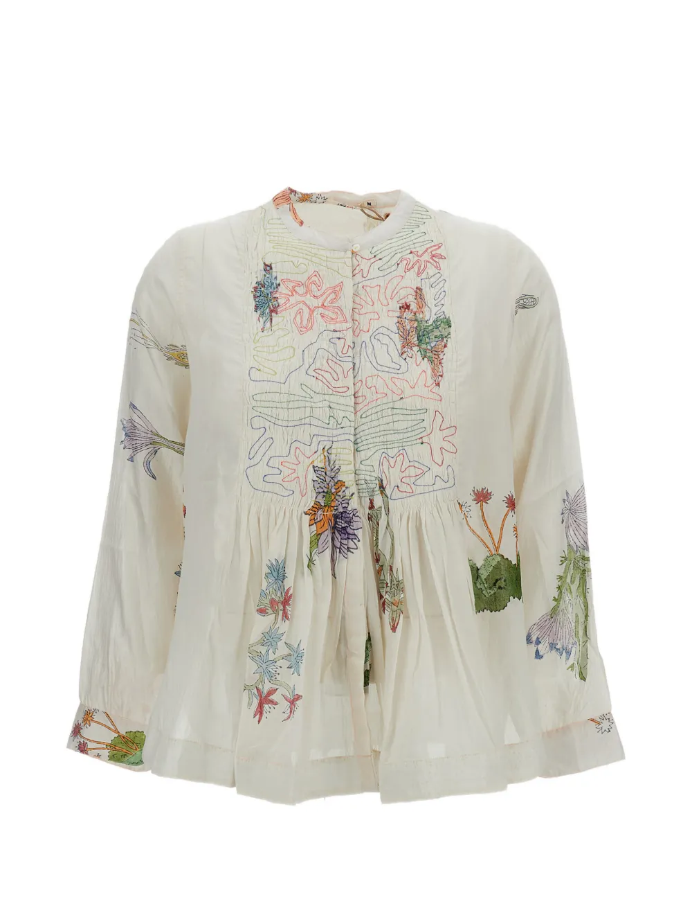 INJIRI floral-print embroidered shirt - Toni neutri