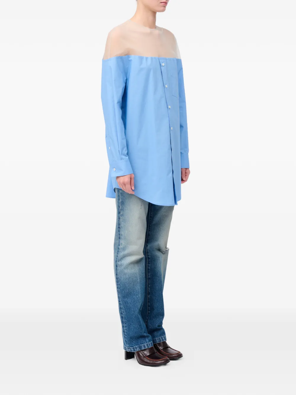 MM6 Maison Margiela Blouse met vlak Blauw