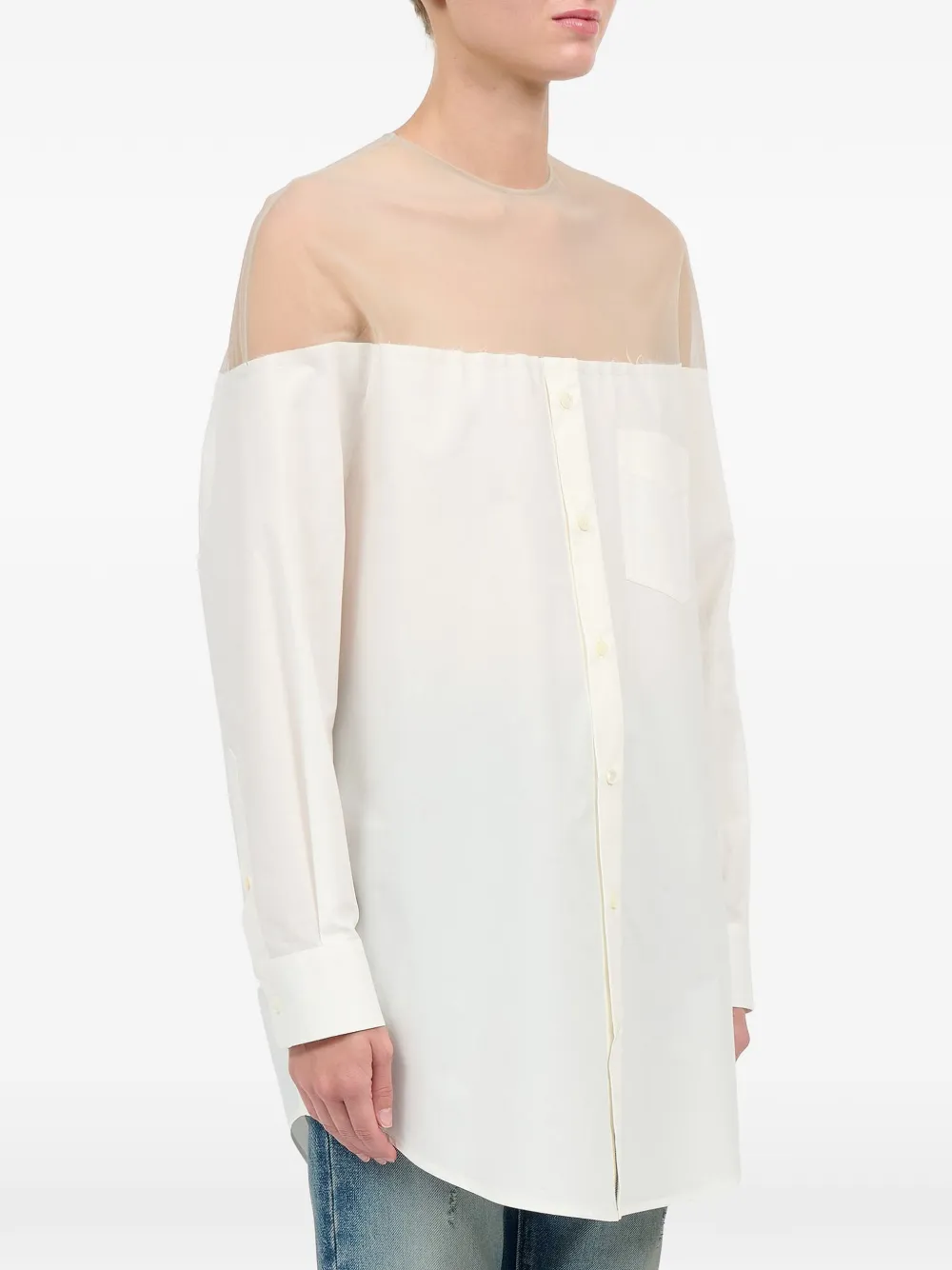 MM6 Maison Margiela Katoenen blouse met uitgesneden details Wit