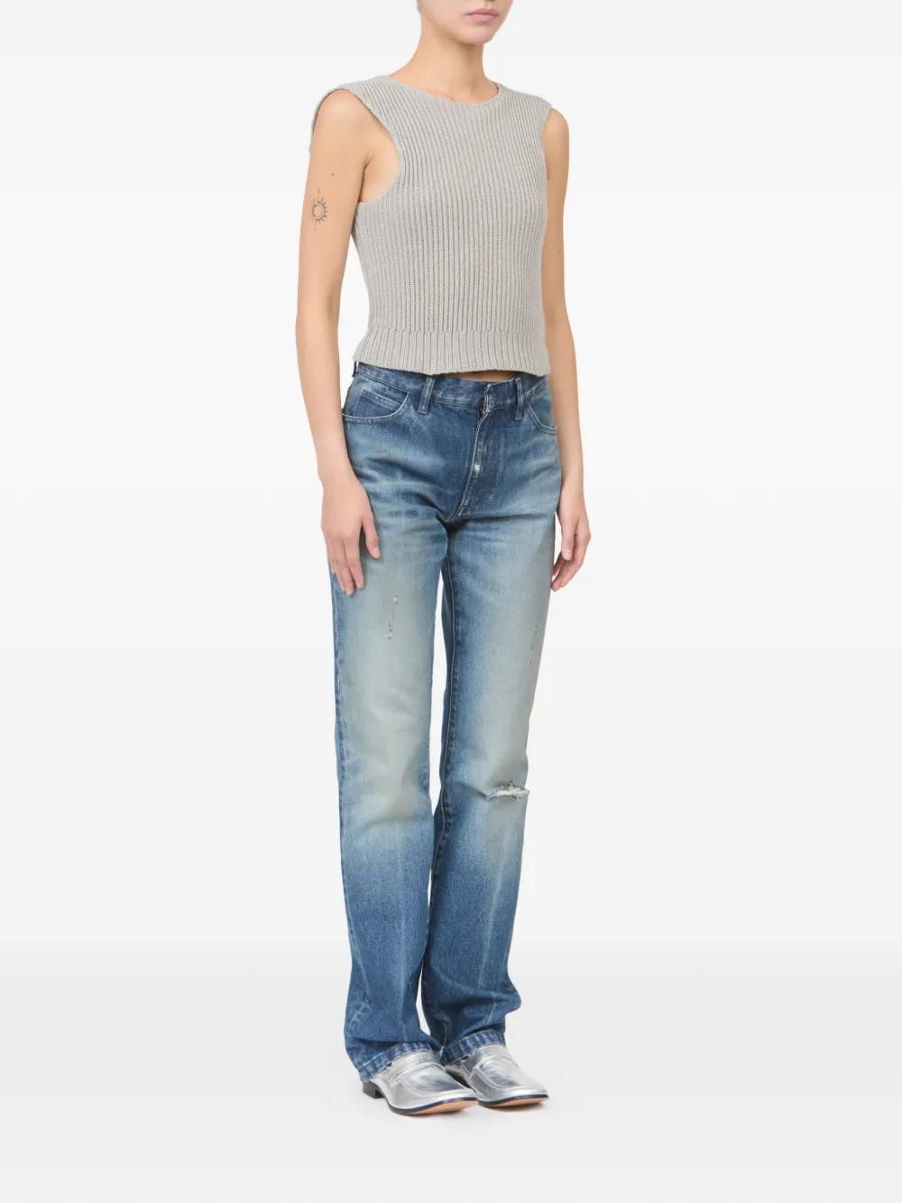MM6 Maison Margiela Geribbelde top Grijs