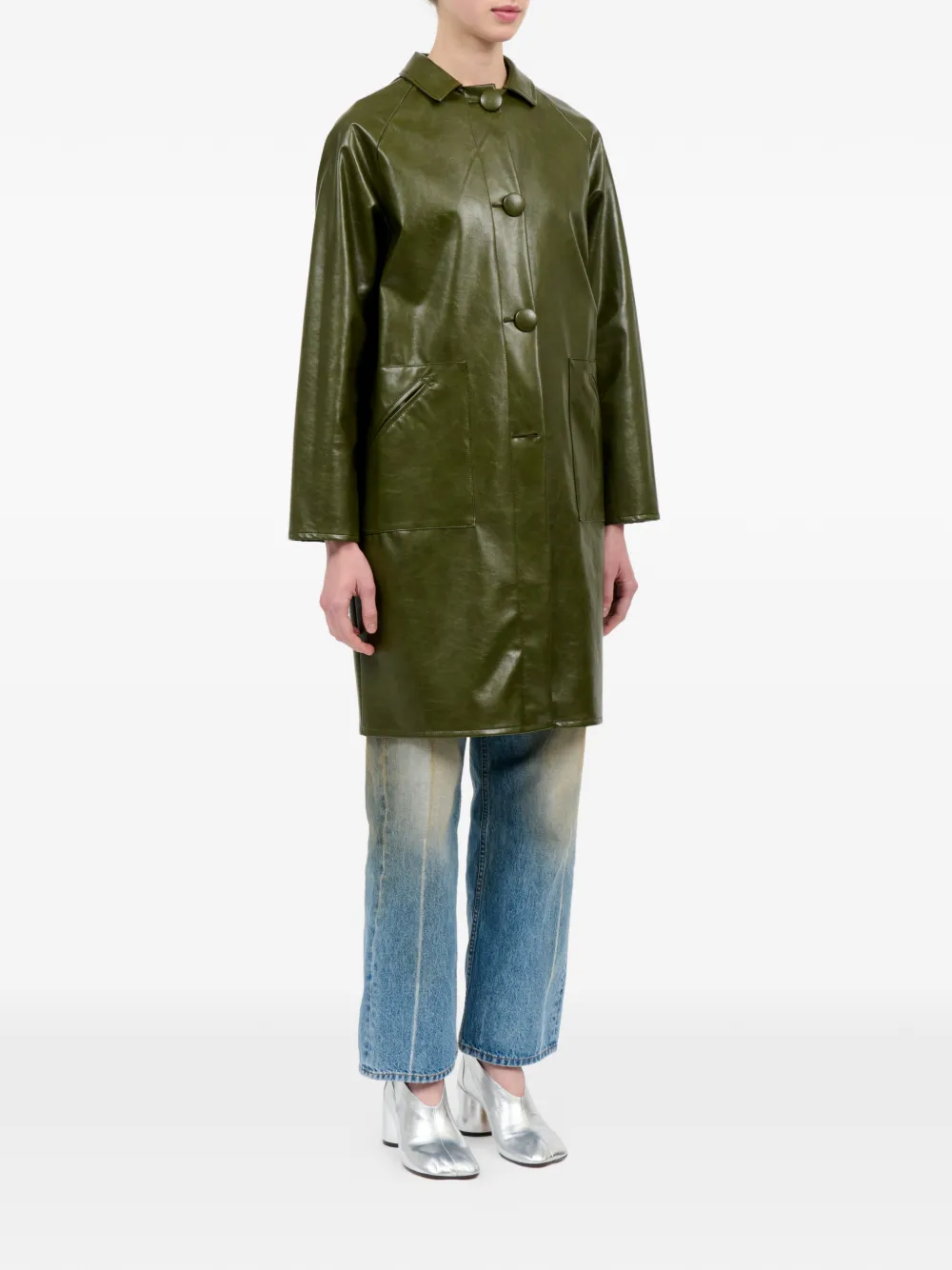  Mm6 Maison Margiela Buttoned Single-breasted Coat - Green 