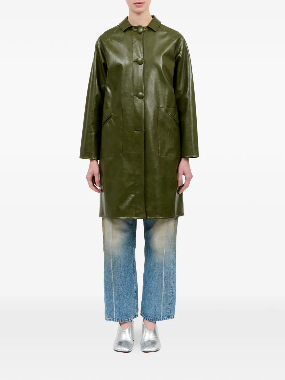  Mm6 Maison Margiela Buttoned Single-breasted Coat - Green 