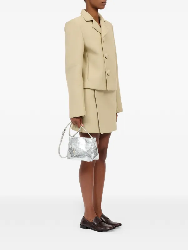 MM6 Maison Margielaオールレザー ジャパニーズ　グレージュ MM6 Maison Margiela Folded Japanese Shoulder Bag | Silver | FARFETCH